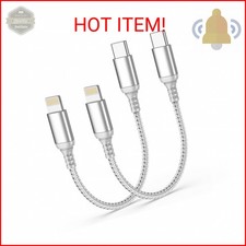 Adiceve Short USBC to Lightning Cable 6 Inch, MFi Certified 2 Pack Short USB C