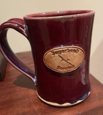 Burning Mud Studio Pottery Mug Sugarbush Soaring Glider Red Blue Vermont