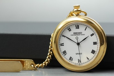 Vintage 1989 Seiko Pocket Watch Spirit 5S21-0A30 Sweep Quartz Mens