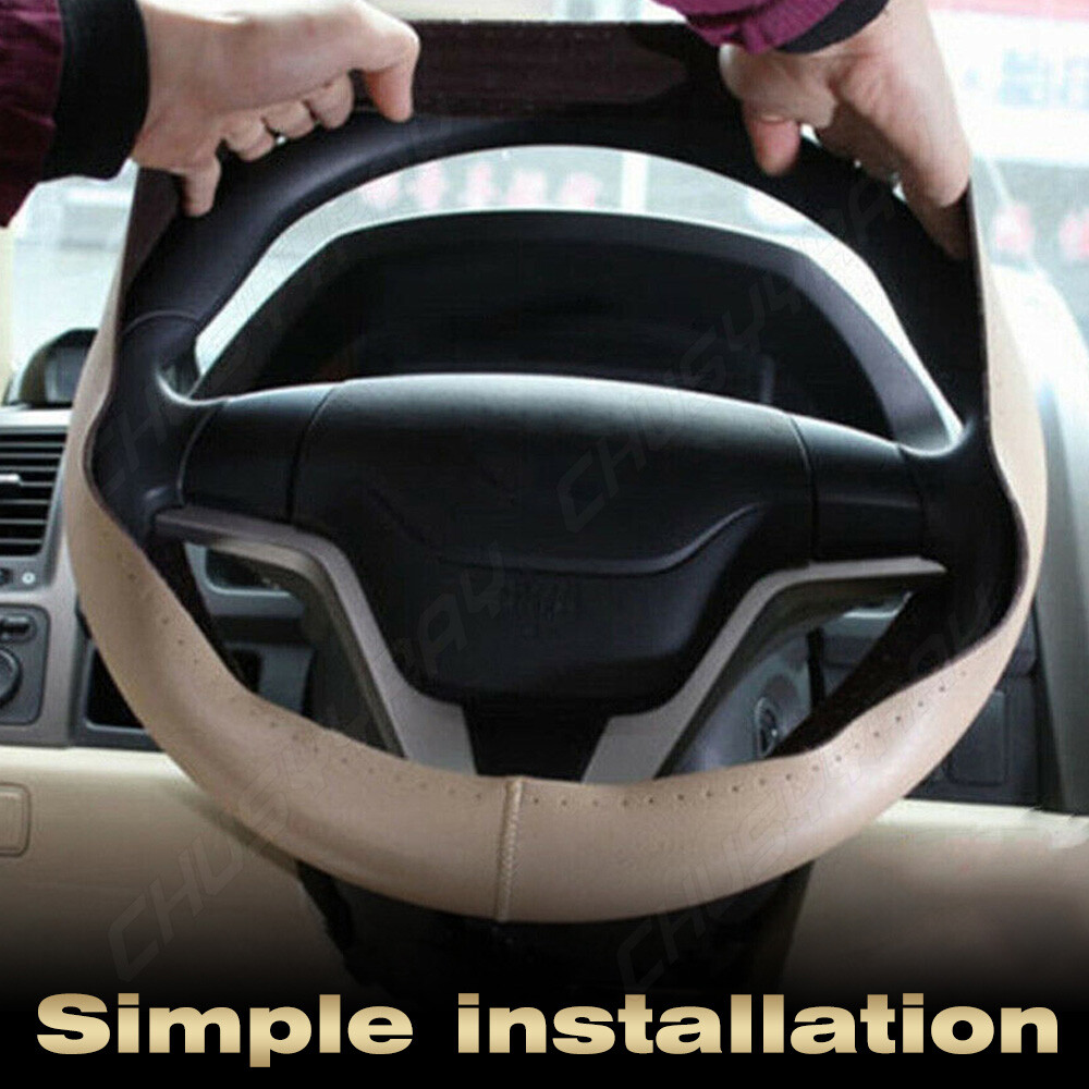 Steering Wheel Cover - Beige, Universal Fit For 14.5 To 15 Inch Wheels - View #7