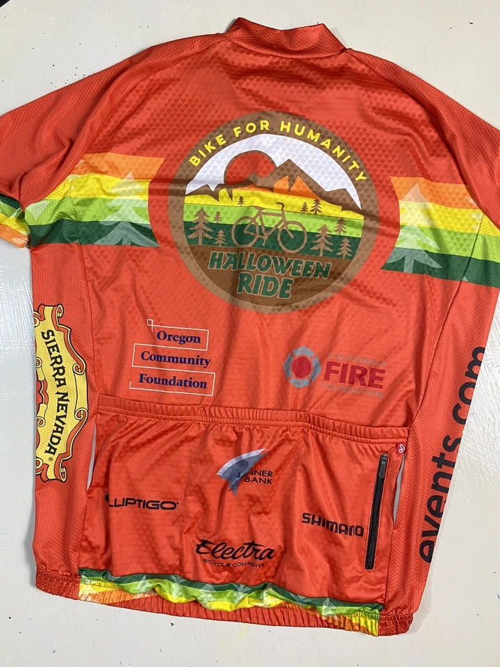 Camiseta deportiva Jakroo "Halloween Ride" para hombre talla grande naranja cremallera completa ciclismo/bicicleta L Foto 2 de 4