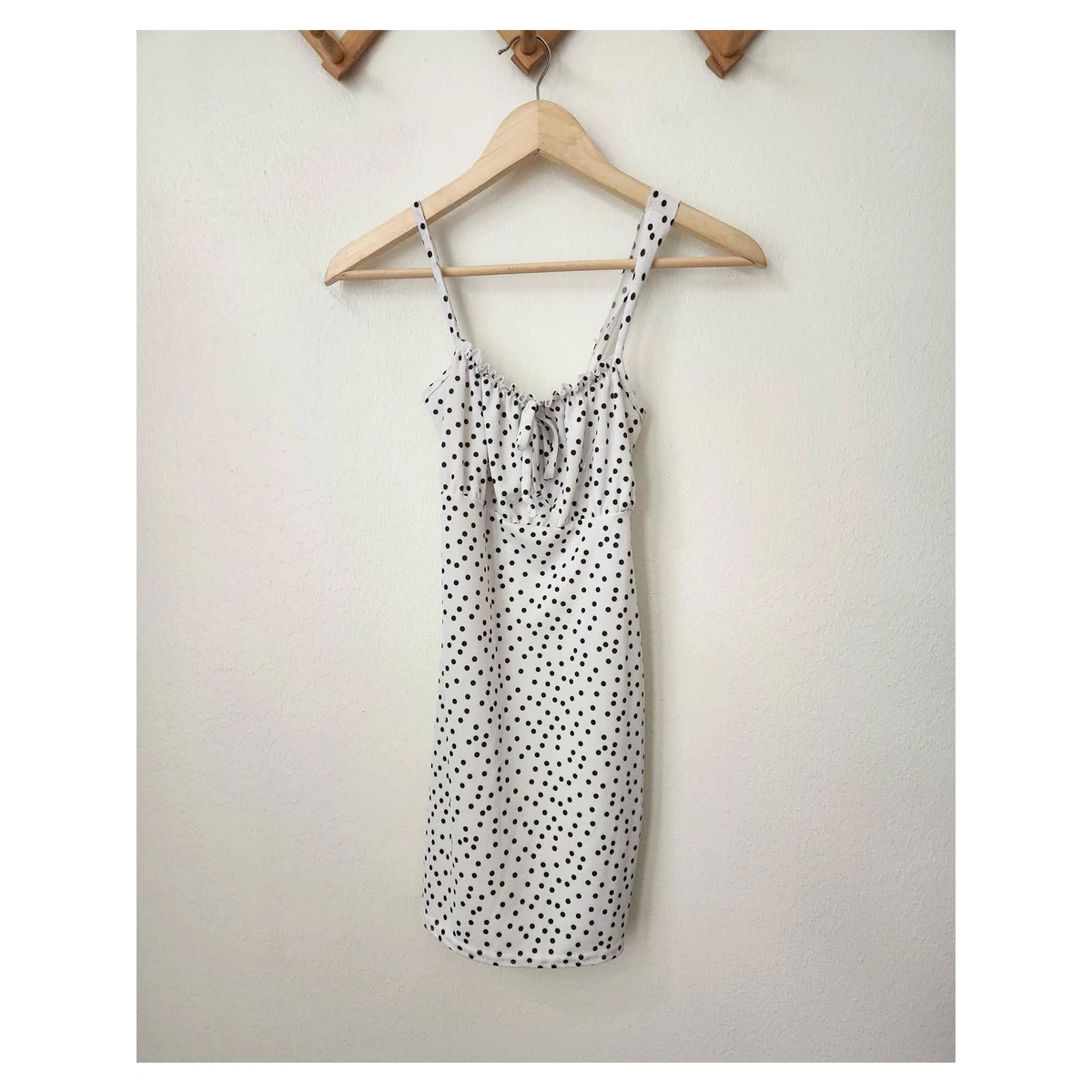 Pretty Little Thing white black polka dot coquette dress 4