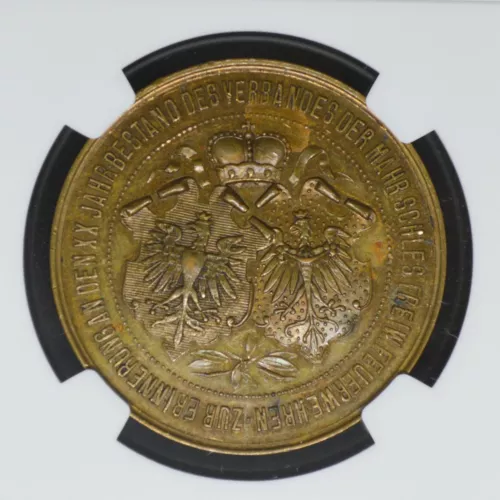 1889 Germany Bronze Fire Brigade Festival  Bronze Medal 36 mm NGC MS 63 BN RARE