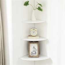 Wooden Floating Corner Shelf Wall Mounted Storage Display Shelf Unit for Decor