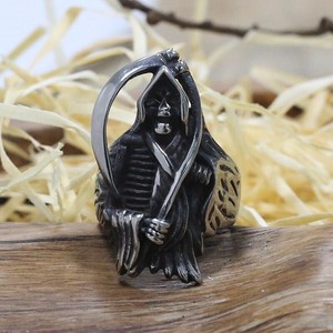Chevaliere Acier La Mort La Faucheuse Crane Gothique Homme Bijou Squelette Punk Ebay
