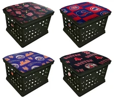 Ottoman Storage Bench  Black Crate MLB Team Logo Fabric Removable Seat Cushion