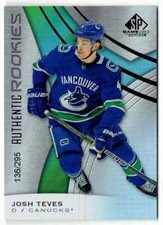 2019-20 SP GAME USED JOSH TEVES 136/295 VANCOUVER CANUCKS #169