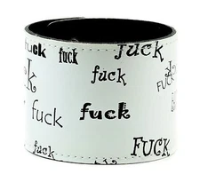White Sex Word Print Punk Gothic Wrist Bracelet Glam Rock Heavy Metal Club