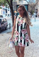 DOLCE GABBANA Rose Stripe Butterfly Dress