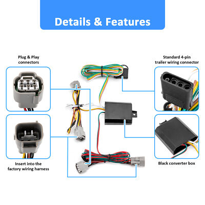 4-PIN Trailer Wiring Harness Kit For Toyota T100 1993-1994 1995 1996 1997 1998 