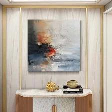 Hand-painted oil painting Abstract on canvas Modern wall decor art Sea Gray