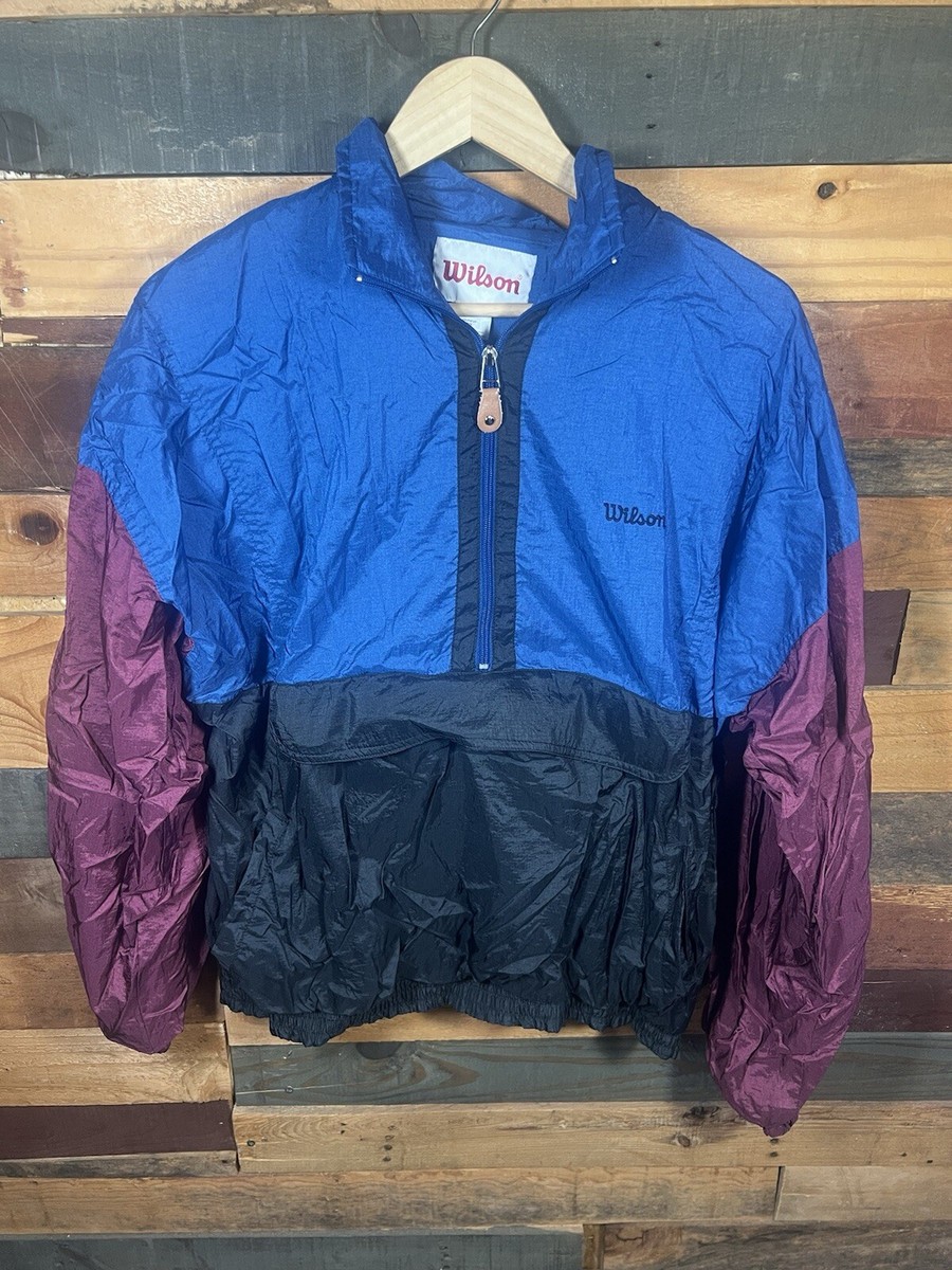 Vintage 90s Wilson 1/2 Zip Multi color Windbreaker Jacket Retro