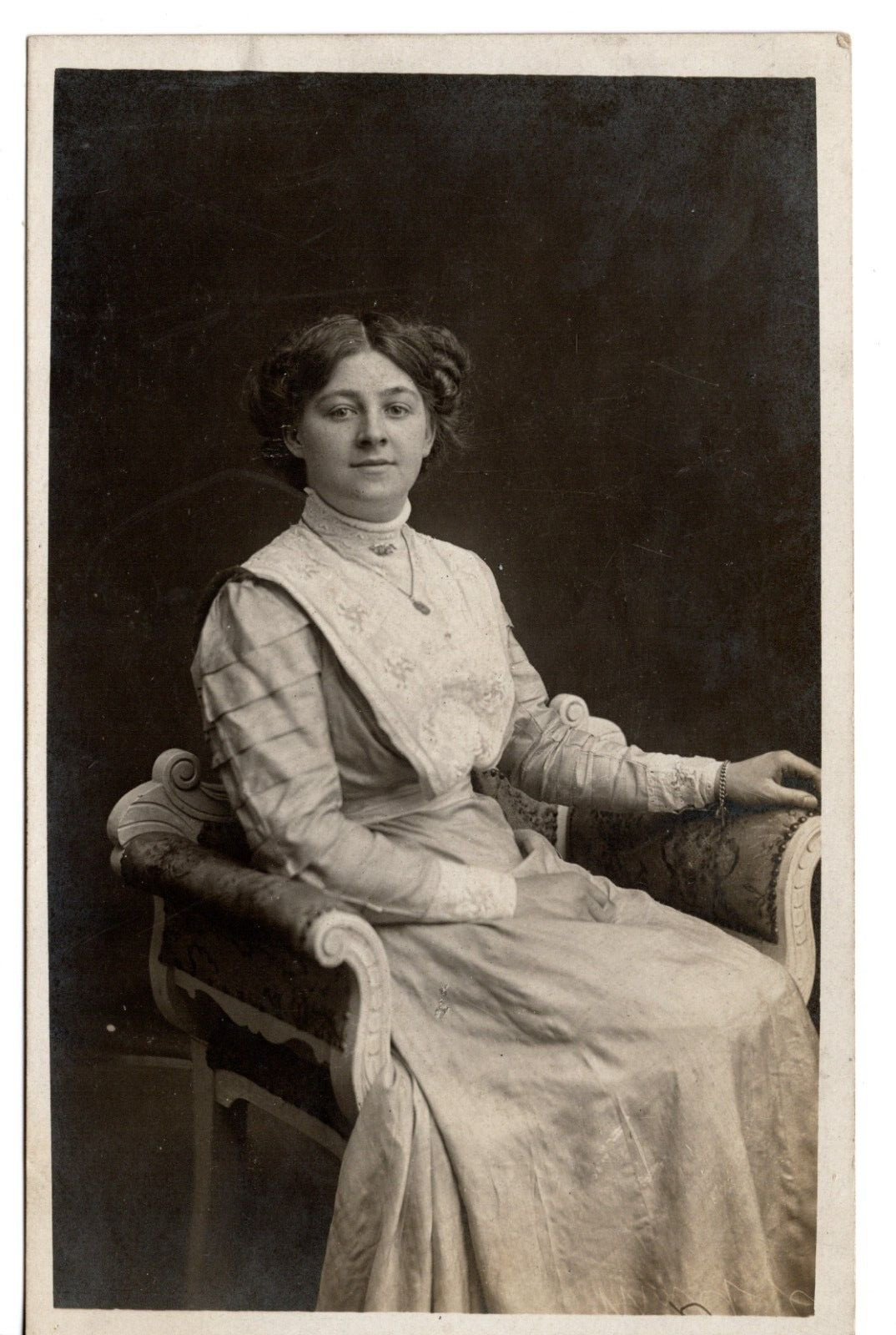 Pretty Young Lady-Fashion Dress-Chestergate UK-Vintage Real Photo RPPC Postcard