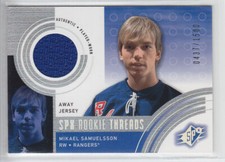 2001-02 UD SPX MIKAEL SAMUELSSON RC JERSEY /1500 AWAY ROOKIE THREADS #144 Ranger
