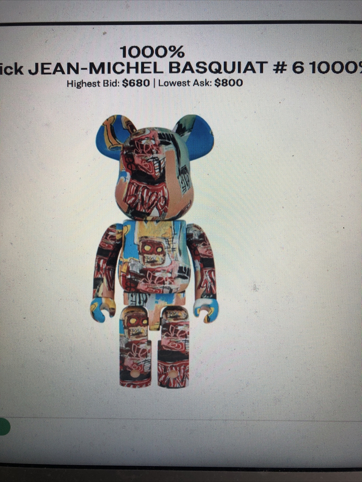 Jean Michel Basquiat 6 1000 Bearbrick By Medicom Toy For Sale Online Ebay
