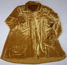 NWT John Mark AMBER GOLD VELVET Button-Front HI-LOW Tunic Top Blouse M Sedona