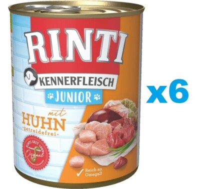 6x400 g RINTI Kennerfleisch mit Huhn Junior getreidefrei für Welpen