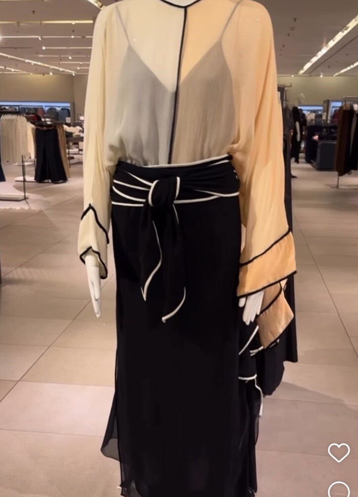 ZARA NWT $129 WOMAN MIXED MIDI DRESS ZW COLLECTION BLACK | 9053
