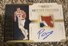 2017-18 Panini Dominion Peerless GAME USED PATCH Auto  Kristaps Porzingis 2/10