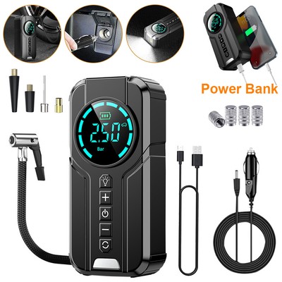 Air Compressor Tire Inflator 150 PSI Portable Cordless Car Air Pump Power Bank
