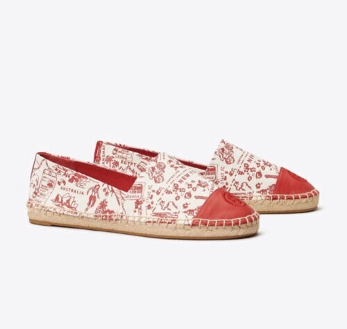 Tory Burch Schuhe BEDRUCKT FARBBLOCK ROT ESPADRILLE GRÖSSE 8,5 M - Bild 2 von 12