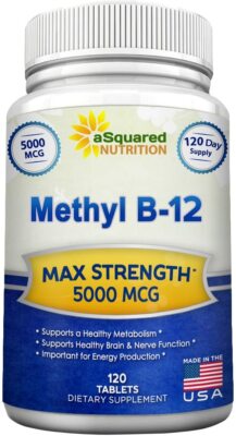 Vitamina B12 5000 MCG | Aumenta la energía, apoya la función cerebral y cardíaca