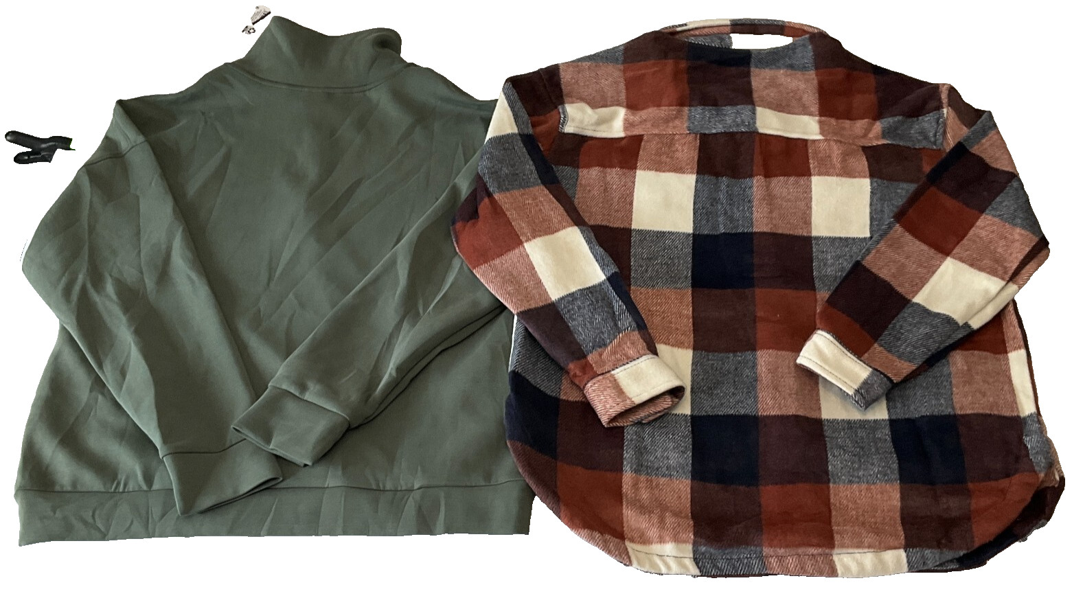 Members Mark Quarter Zip Pullover And Button Front Plaid Shacket Womens Size M