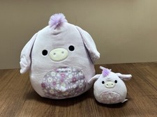 Squishmallows Delzi Donkey Floral Flowers Purple 8  Nwt Plush Clip On Set