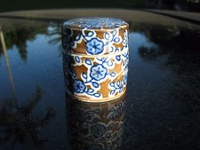 TAKAHASHI  HAND DECORATED  CERAMIC   JAR WITH TOP 1.5"  DIAMETER  SAN FRANCISCO