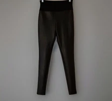 Assets by Spanx Sara Blakely Black Faux Leather Leggings Medium