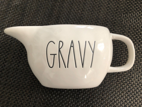 Rae Dunn GRAVY 9" Gravy Boat avorio con nero LL -- NUOVO