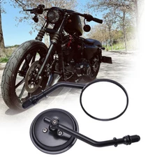 Black Round Motorcycle Handle Bar Mirror For Harley Sportster Iron 883 1200 48