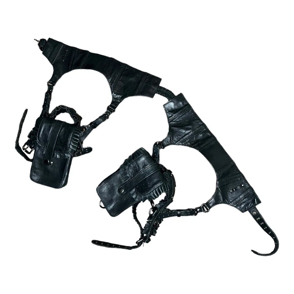 RITUAL CANARY Cuero Volantes GARTER FUNDA Extraíble Cinturón Talla L Foto 2 de 4