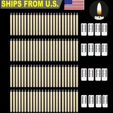 Battery Powered Flickering Flameless Taper LED Candles Light Remote Control