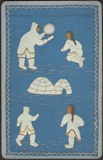 Playing Cards Single Card Old Vintage * INUIT YUPIK NATIVE PEOPLE Eskimo Igloo A