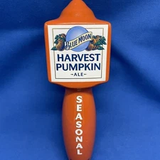 Blue Moon Harvest Pumpkin Ale Beer Tap Handle Seasonal 3 Sided 10in Ceramic