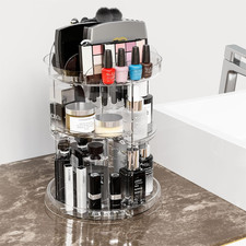 360  Rotating Makeup Organizer - Clear Spinning Vanity Storage Carousel