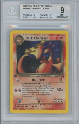 1st Edition Dark Charizard Pokemon 2000 Team Rocket #4 Holo BGS 9 Mint