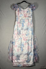 Jessica Mcclintock Bridal Sze L Chiffon Maxi Gown Floral Romantic Princess Fairy