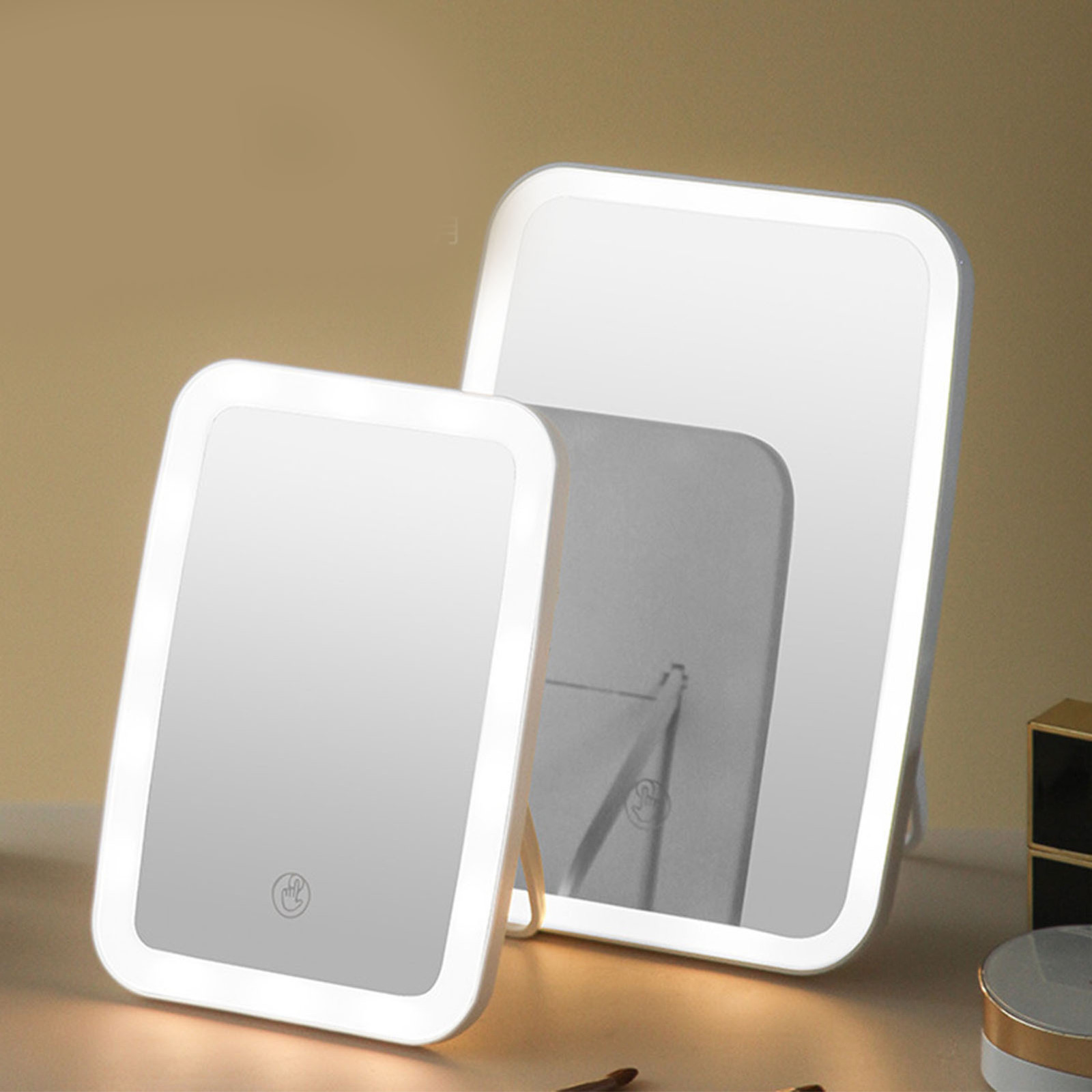 Makeup Mirror USB Rechargeable Foldable Portable Touch Regulable LED Makeup