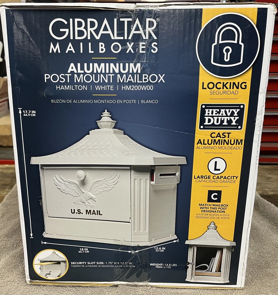 Gibraltar Hamilton Locking Large Capacity Cast Aluminum White Mailbox - HM200W00 - Image 3 of 4