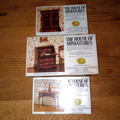 Vtg Dollhouse The House of Miniatures Wood Furniture Unassembled Kit Lot of 3