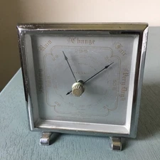 RARE Art Deco TEL-TRU Desk Barometer by GERMANOW-SIMON CO Made in England 3”X4”