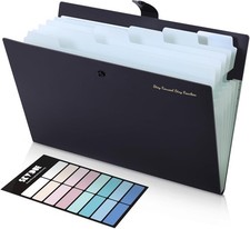 7 Pocket Expanding File Folder Accordion Document Organizer Portable Black