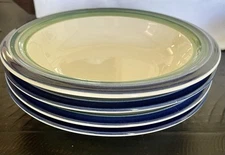 4 Mid century modern Pfaltzgraff Ocean Breeze Soup Bowls Blue Green USA 8.25”