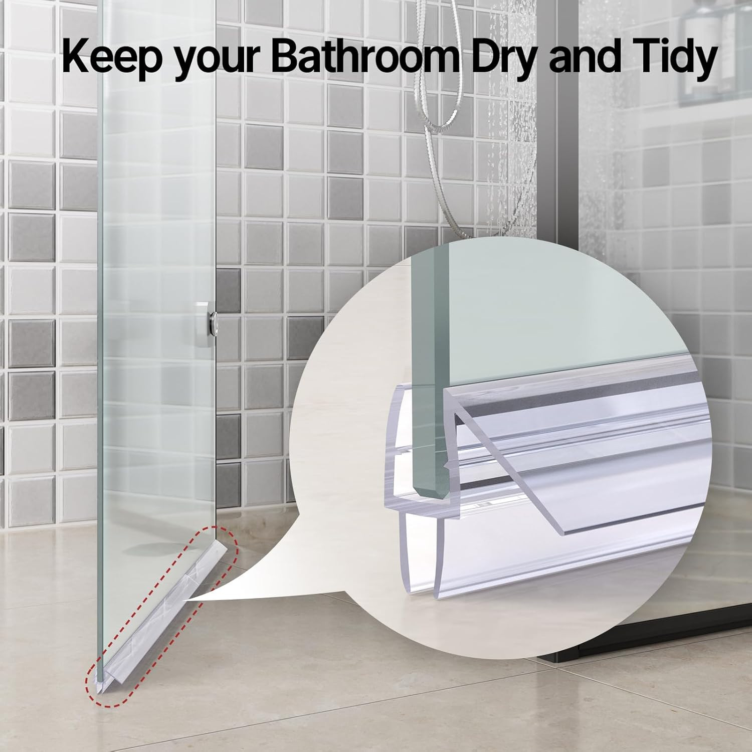 3PCS Shower Door Bottom Seal Strip 1/4 Inch Glass Frameless Leak Guard Kit