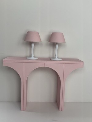 1/6 Scale Arch Table +2 Lamps for Fashion Dolls. No doll 3DPrinted PLA   Pink