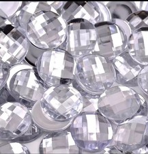 CraftbuddyUS 20pcs 20mm Clear FlatBack Silver Faceted Rhinestone Crystal Gems