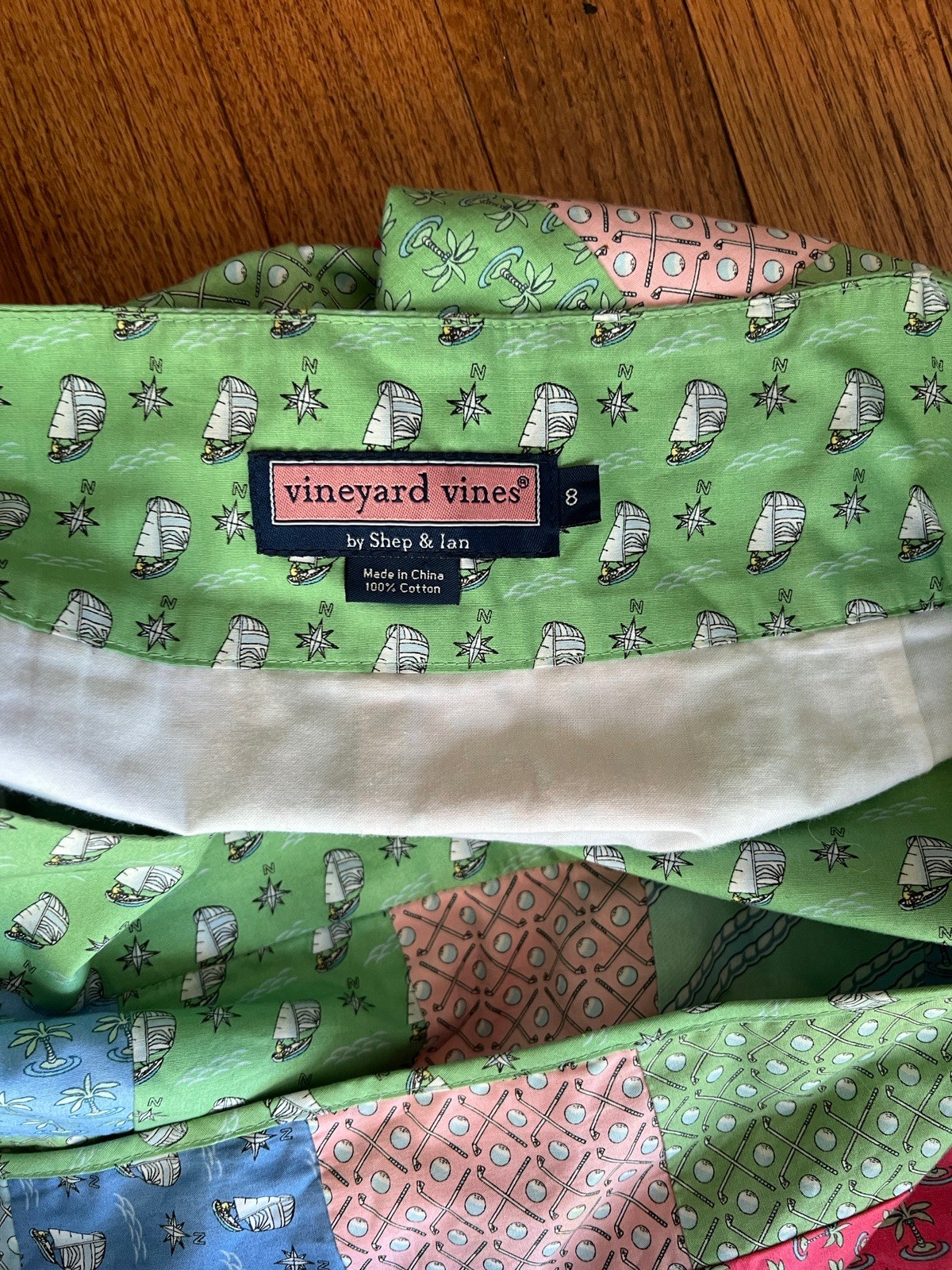 Vineyard Vines Green Patchwork Wrap Multicolor Go… - image 5