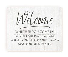 Welcome Rustic Wood Farmhouse Wall Sign